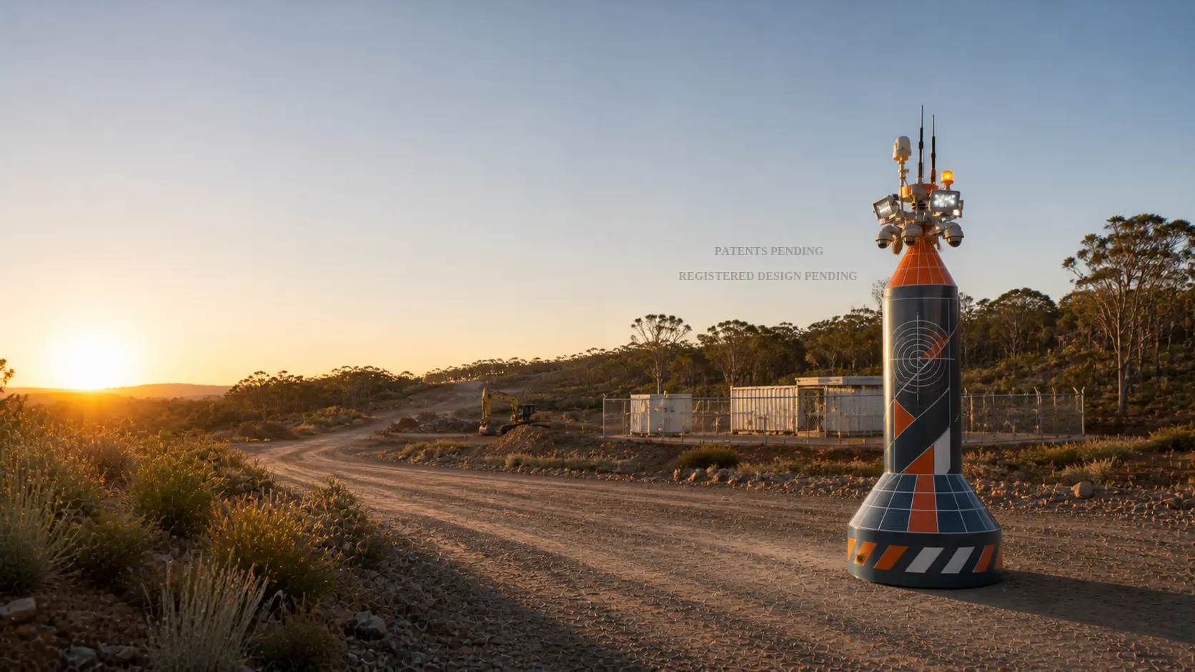 Titan site security tower monitoring an Australian mine site at sunset